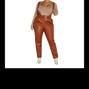 NWT FASHION TO FIGURE Amelia Faux Leather Suspender Pants 2X
